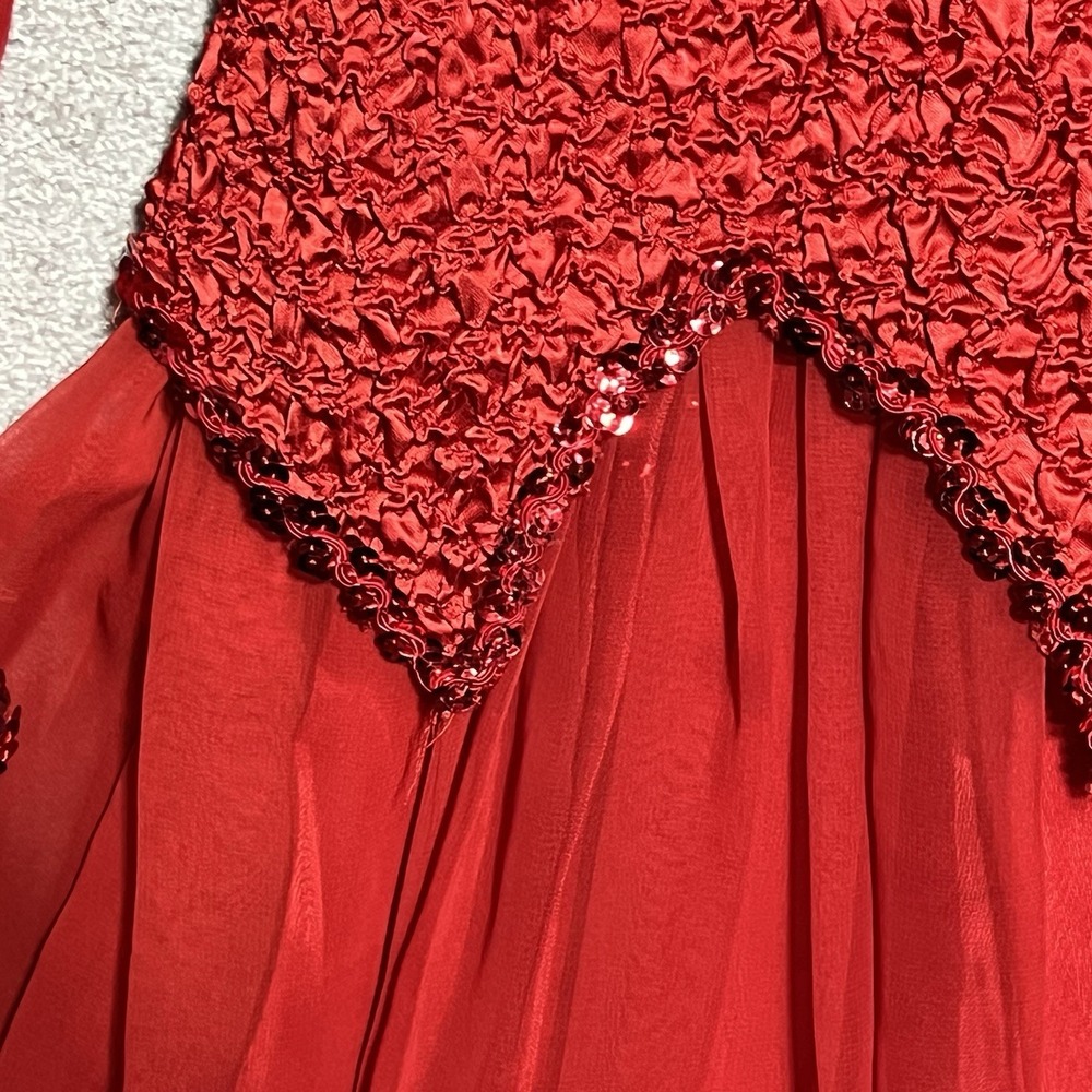 Vintage 4 U New York Red Sequined And Beaded 1980 Party Dress Size L - Picture 7 of 12